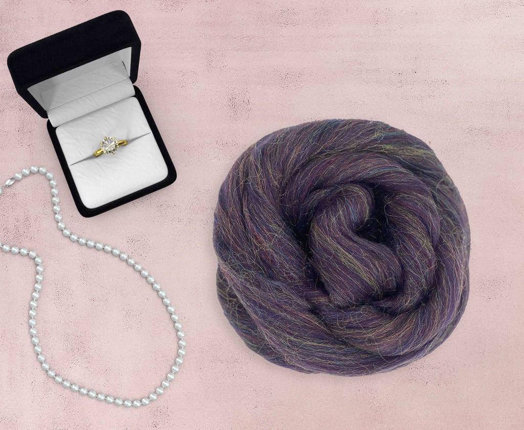Glitzy Aubergine - Purple Merino & Rainbow Nylon Combed Top