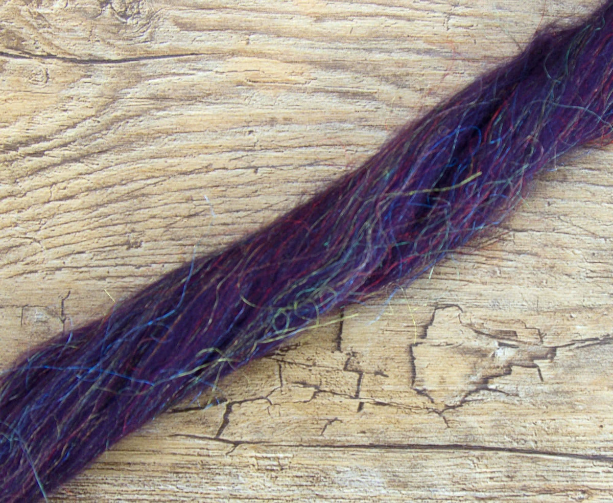 Glitzy Aubergine - Purple Merino & Rainbow Nylon Combed Top