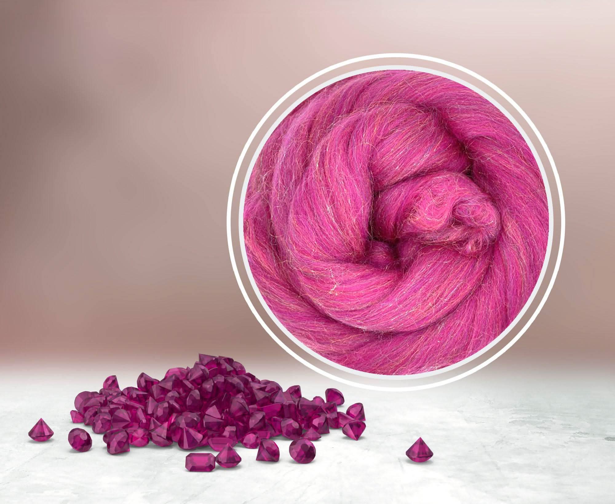 Glitzy Raspberry - Merino & Nylon Pink Combed Top