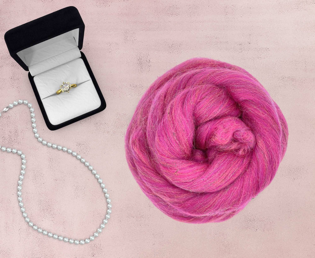 Glitzy Raspberry - Merino & Nylon Pink Combed Top