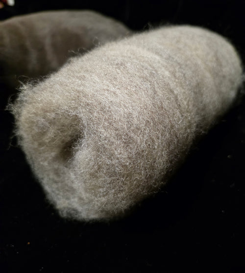 Carded Wool Batt 1oz - Gray Romney Wool